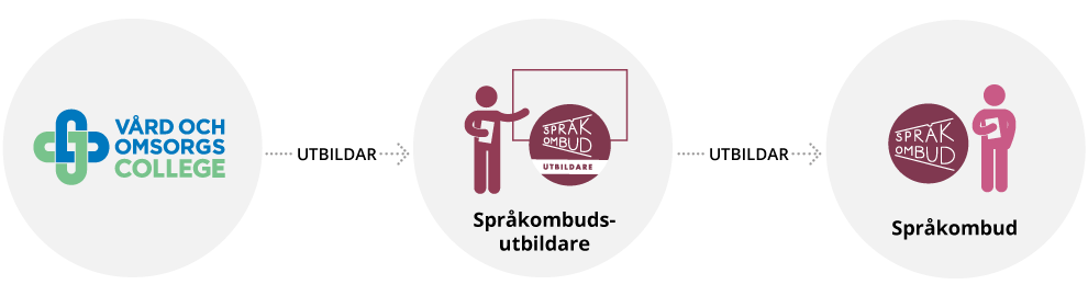 VO-college utbildar språkombudsutbildare som i sin tur utbildar språkombud
